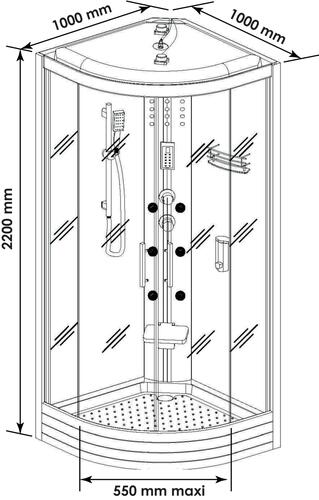 Cabine de douche Hydromassante Galia 100x100x220cm